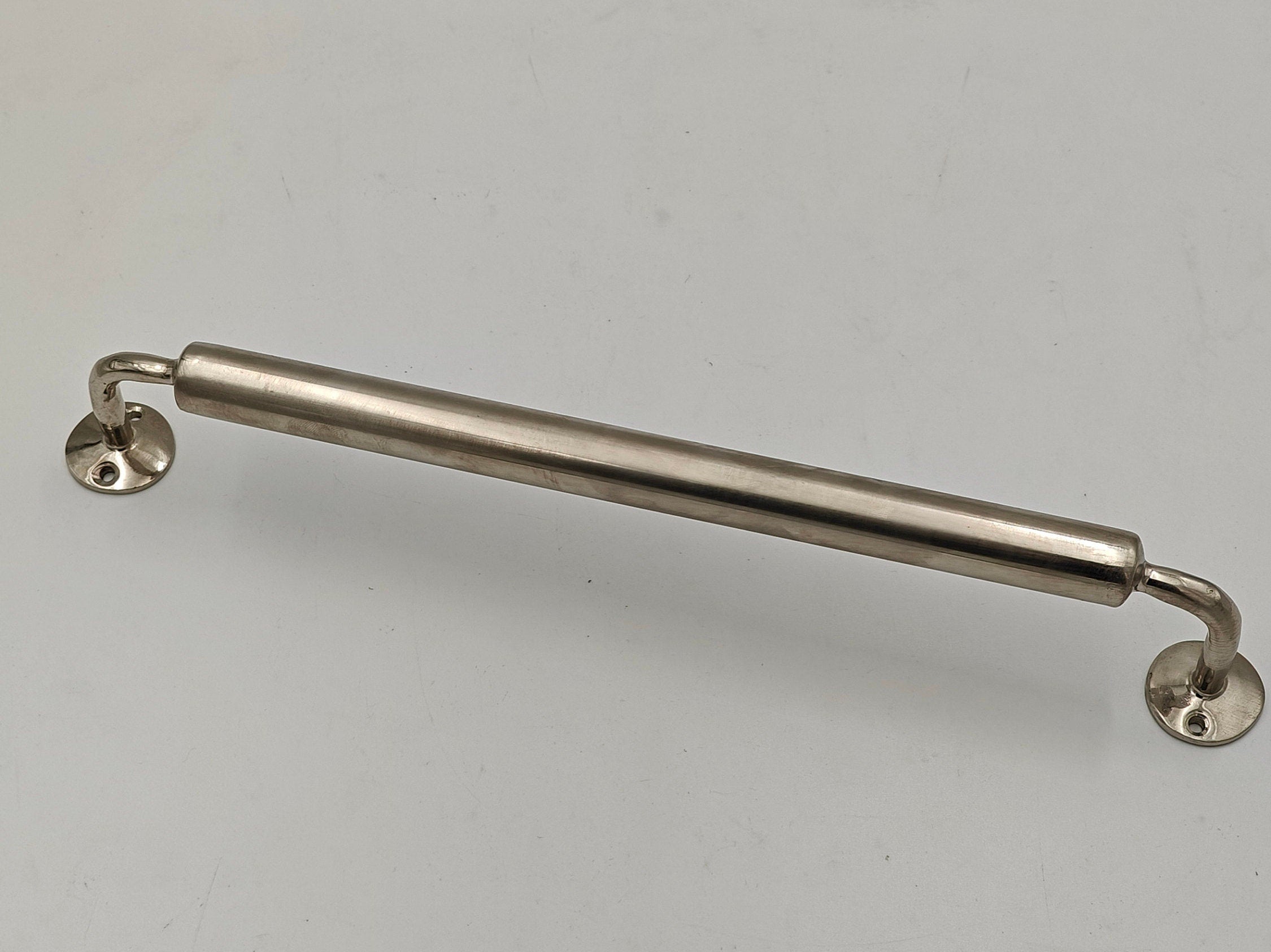 Vintage Wall-Mounted Brass Towel Holder - Solid Nickel Finish, Decorative 16-Inch Rod - bohoprime